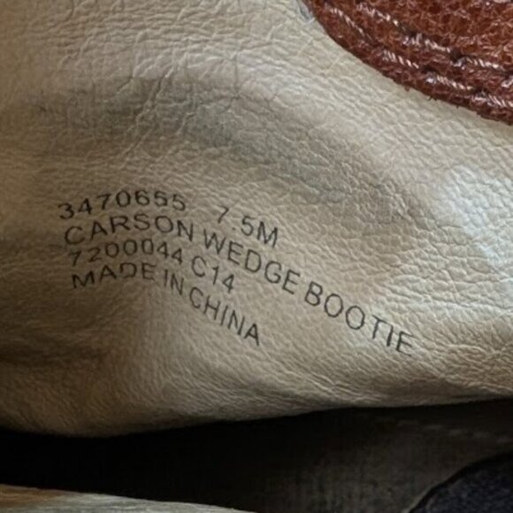 Frye Brown Leather Carson Wedge Heel Bootie Women Size 7.5 - Picture 6 of 10